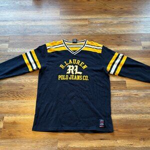 Vintage Ralph Lauren Polo Jeans Co Pullover LS 3D Hockey Football Style Sz Large